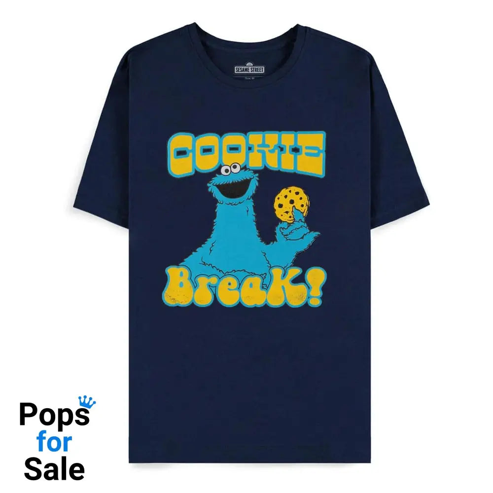 Sesame Street T-Shirt Cookie Monster Navy Cookie Break Size L