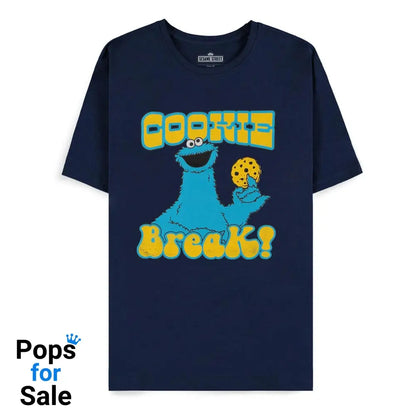 Sesame Street T-Shirt Cookie Monster Navy Cookie Break Size XL