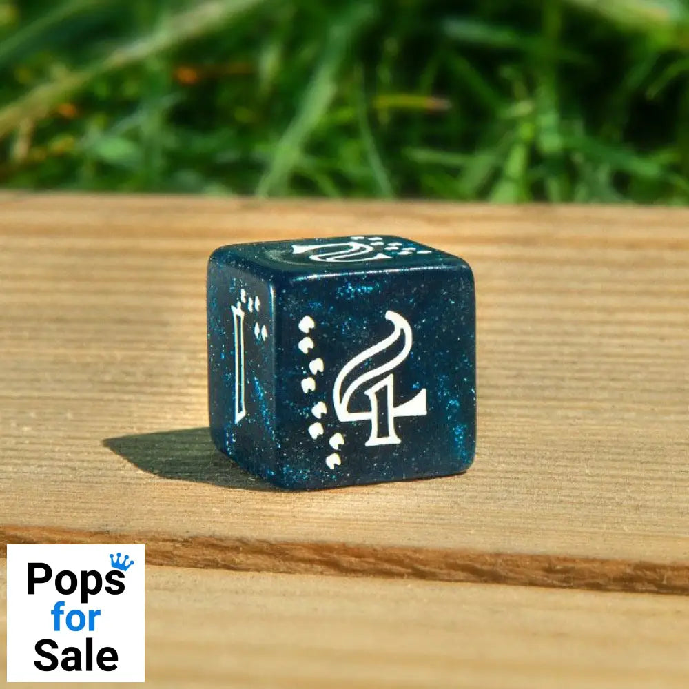 Shimmering Llama Dice Set Glittering dark Blue & White (7) Dice