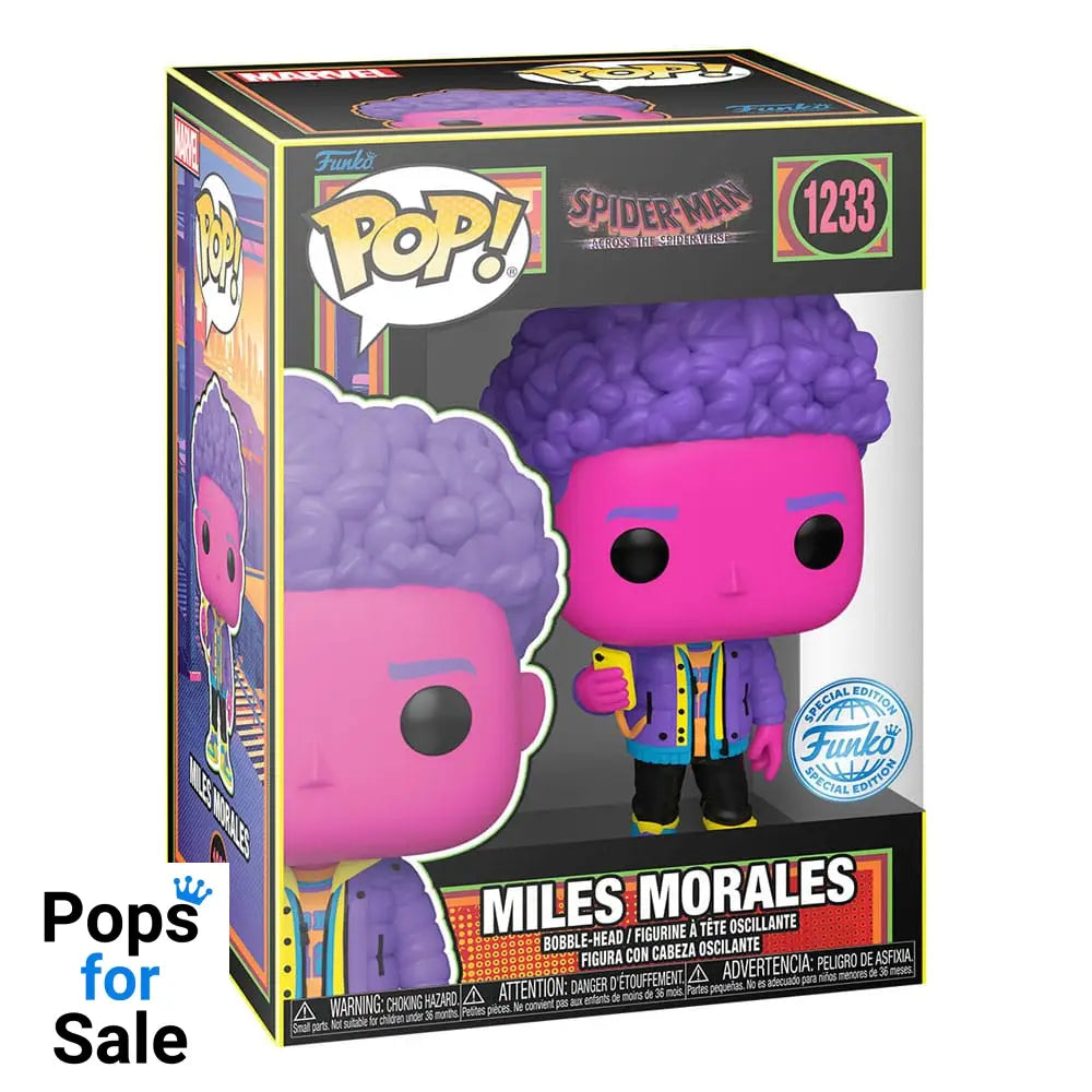 Spider-Man: Across the Spider-Verse POP! Marvel Vinyl Figure Miles Morales(BLKLT) Exclusive Edition 9 cm