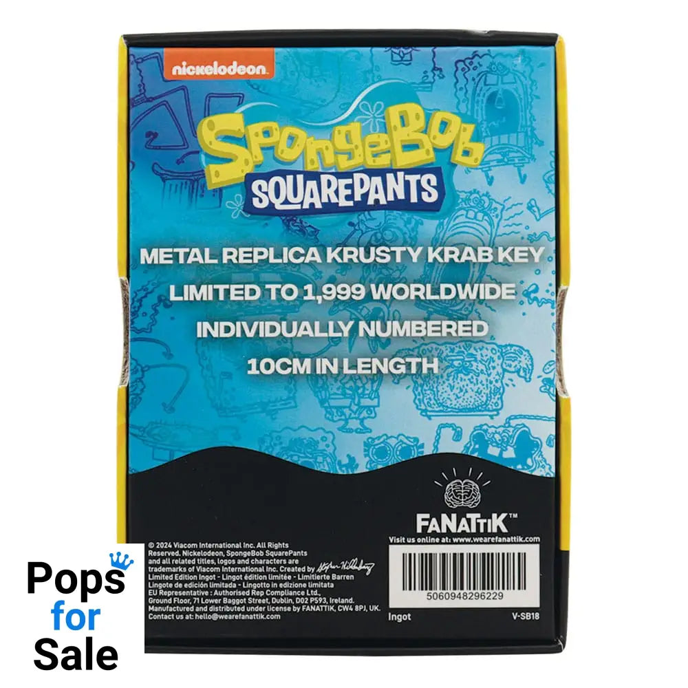 SpongeBob SquarePants Replica Crusty Crab Key 24k Gold Plated