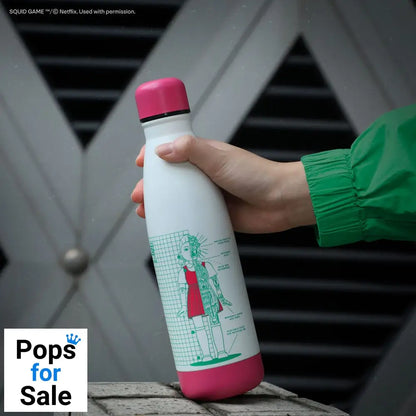 Squid Game Thermo Water Bottle Young-hee Blue & White Print