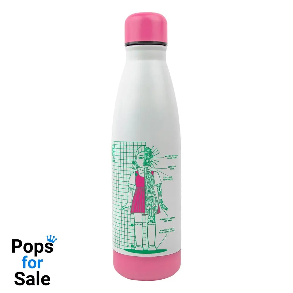 Squid Game Thermo Water Bottle Young-hee Blue & White Print