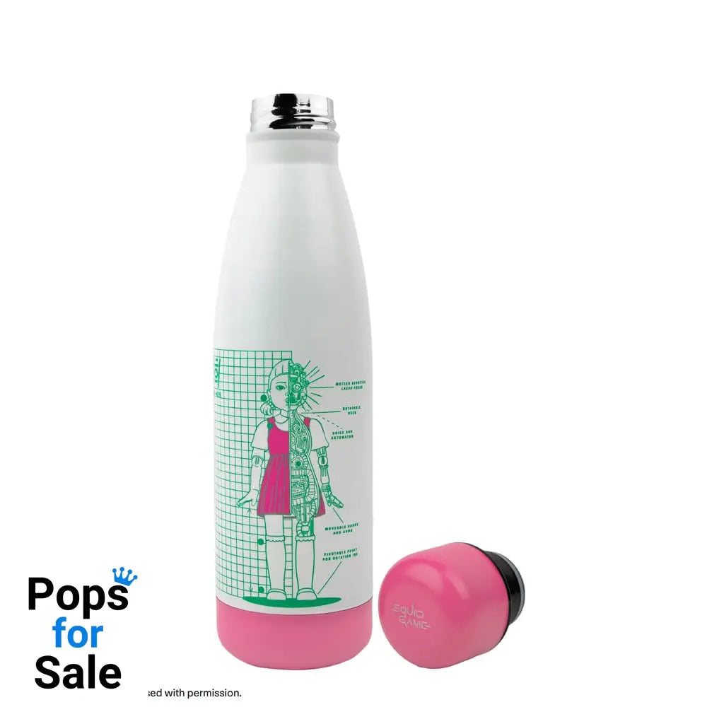 Squid Game Thermo Water Bottle Young-hee Blue & White Print