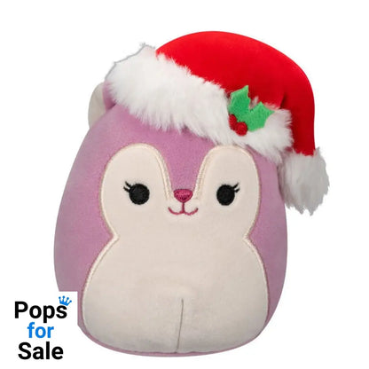 Squishmallows Plush Figure Allina the Plum Squirrel with Santa Hat 12 cm