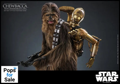 Star Wars Episode V Movie Masterpiece Action Figure 1/6 Chewbacca with Disassembled C-3PO 36 cm