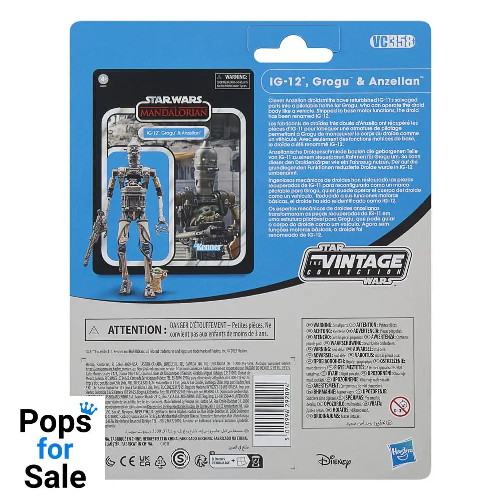 Star Wars: The Mandalorian Vintage Collection Action Figure 3-Pack IG-12, Grogu & Anzellan 10 cm