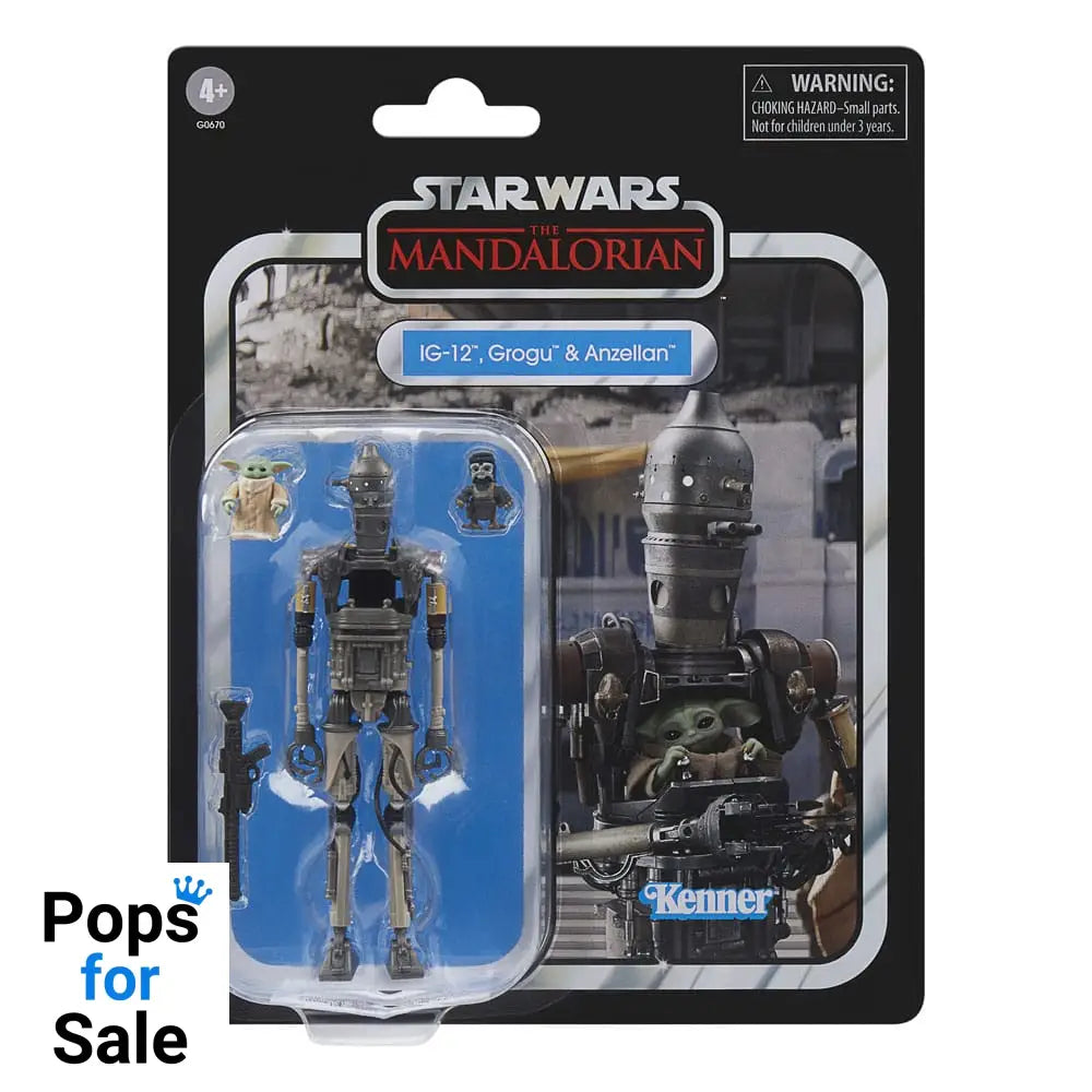 Star Wars: The Mandalorian Vintage Collection Action Figure 3-Pack IG-12, Grogu & Anzellan 10 cm
