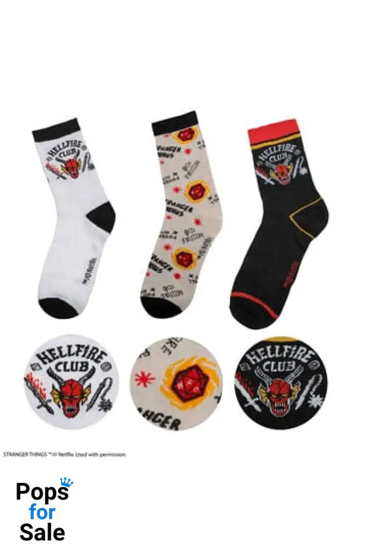 Stranger Things: Hellfire Club Set of 3 Socks - Brand New