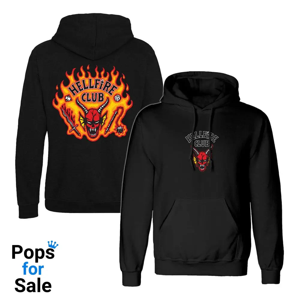 Stranger Things Hooded Sweater Hellfire Club Flames Size M