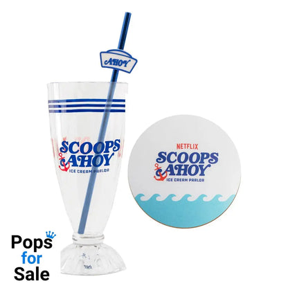 Stranger Things Milkshake Glass Set Scoops Ahoy Glasses & Coasters
