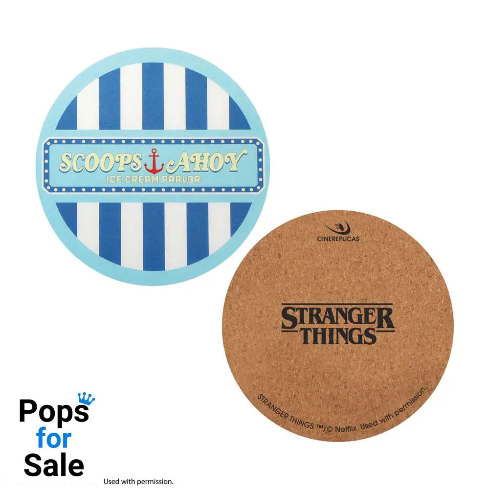 Stranger Things Scoops Ahoy Coaster 4-Pack Glasses & Coasters