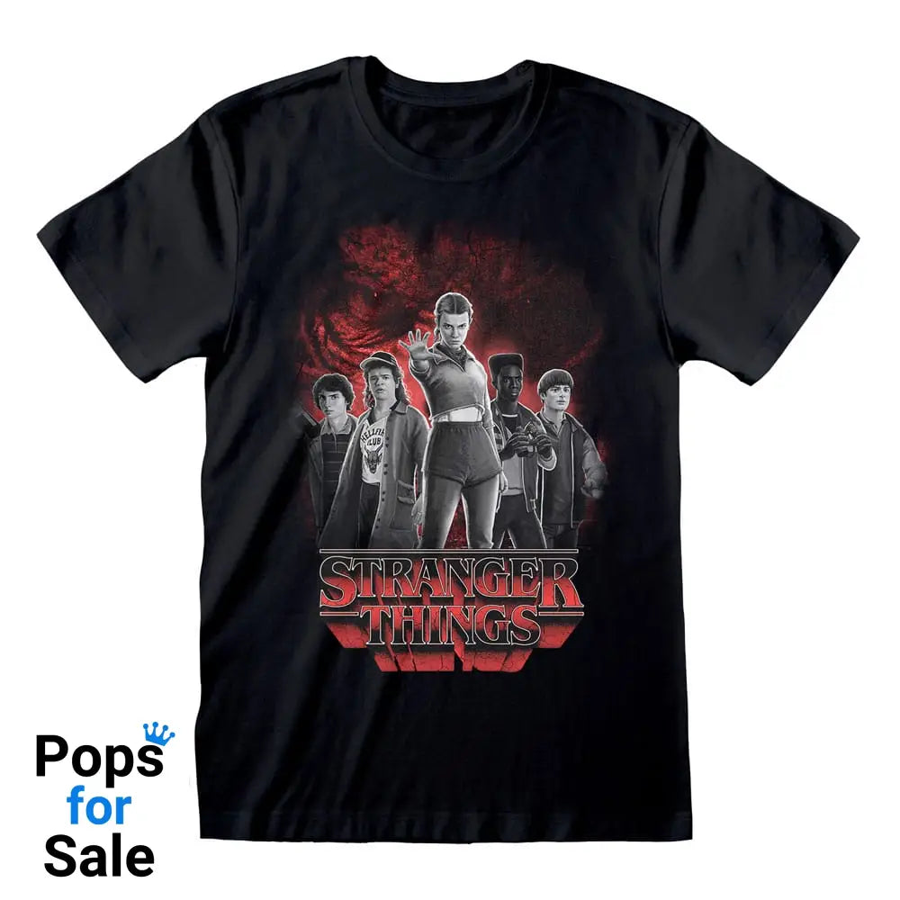 Stranger Things T-Shirt Group with Vecna behind Balck and White