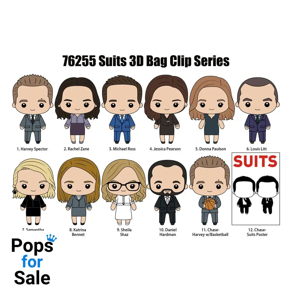 Suits 3D PVC Bag Clips Series 1 Display (24)