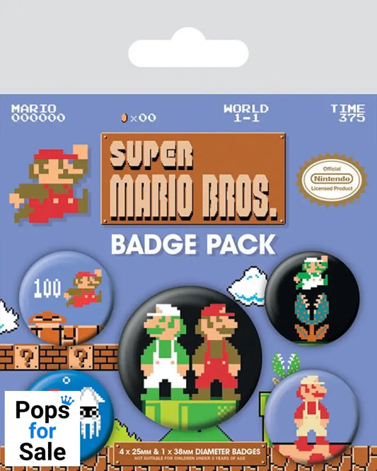 Super Mario Bros. Pin-Back Buttons 5-Pack Pins & Brooches
