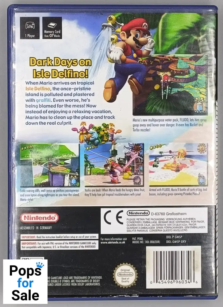Super Mario Sunshine for Nintendo GameCube [No Manual - Liquid Damage]