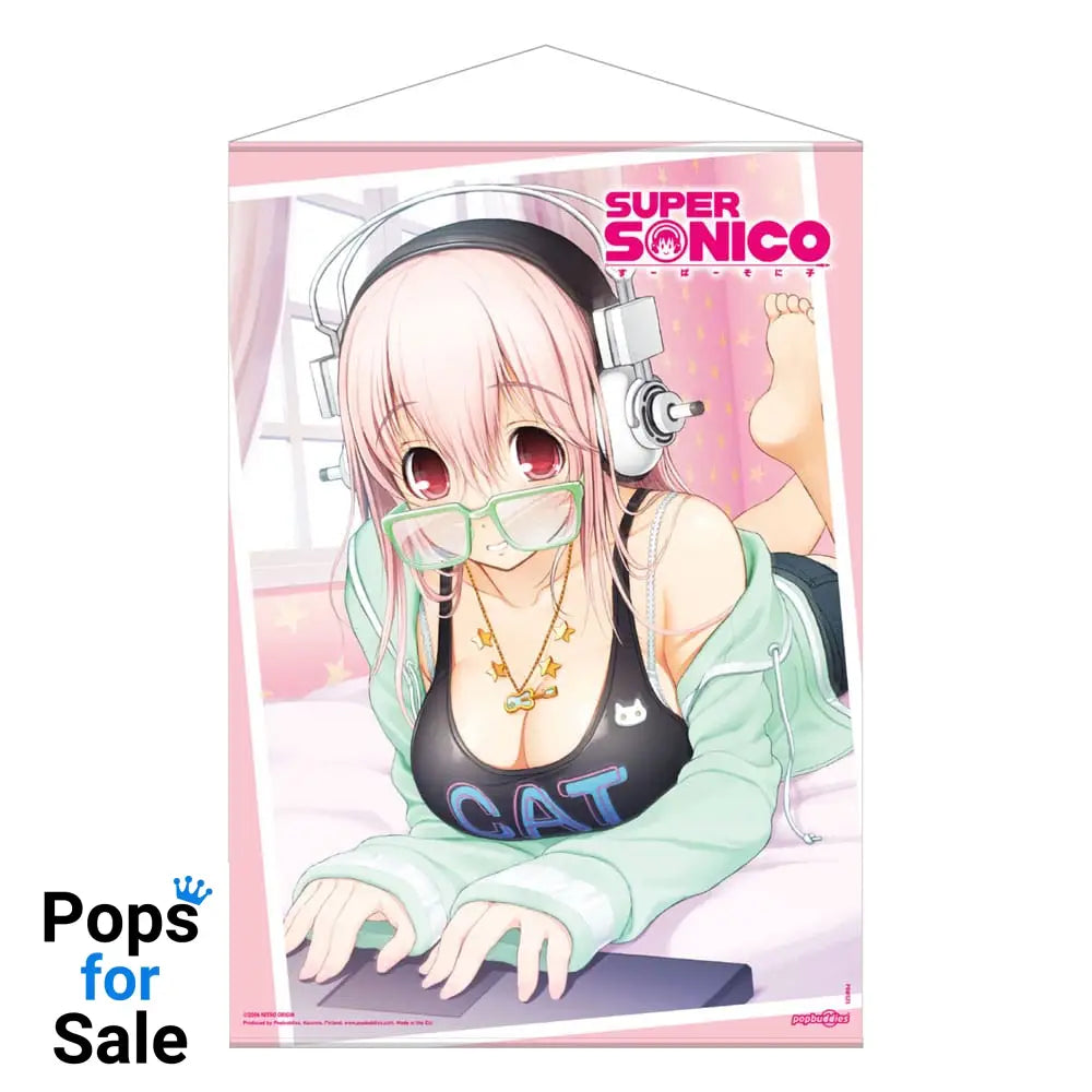 Super Sonico Wallscroll Super Sonico on her Laptop 50 x 70 cm