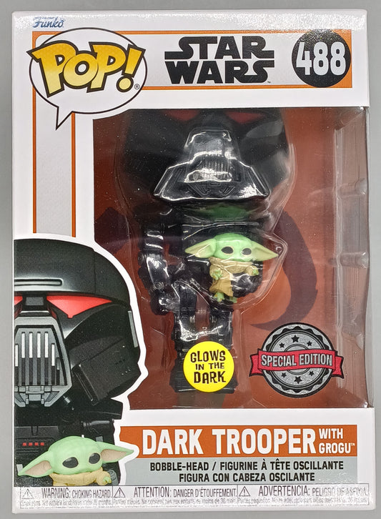 #488 Dark Trooper (with Grogu) Glow - Star Wars The Mandalor Funko POP