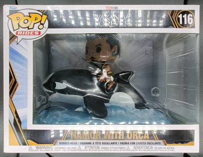 116 Namor with Orca Rides - Marvel Black Panther Wakanda Forever - Box Damaged Funko POP