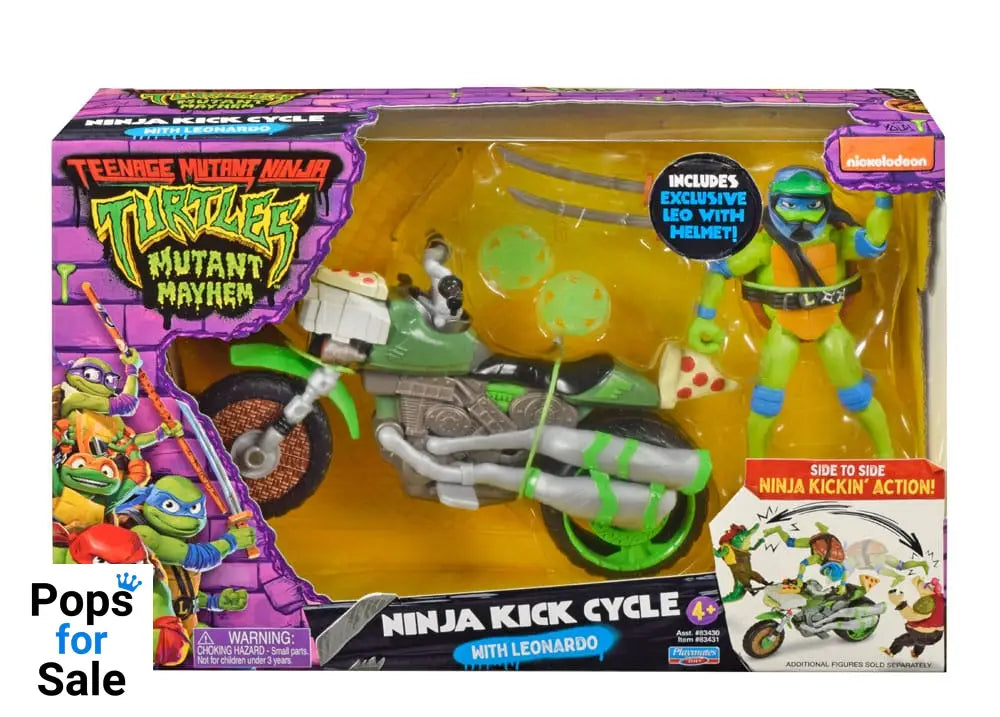 Teenage Mutant Ninja Turtles: Mutant Mayhem Drive N Kick Action Figure Leonardo & Motorcycle 11 cm