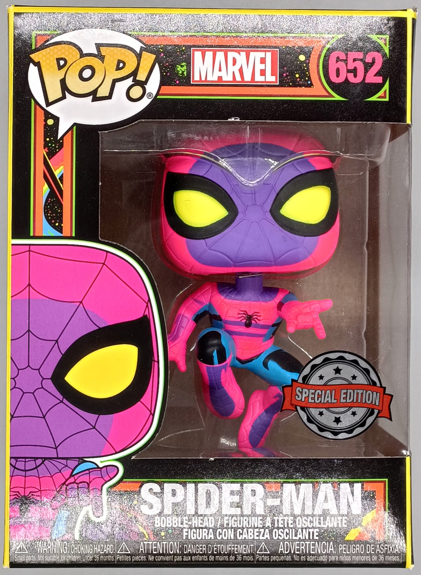 #652 Spider-Man (Blacklight) - Marvel - Box Damaged Funko POP