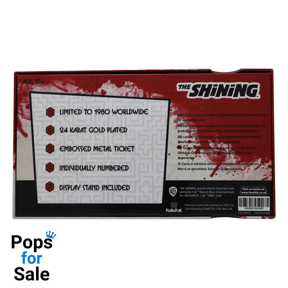 The Shining Limited Edition 24k Gold Plated The Overlook Hotel Ball Ticket Ticket