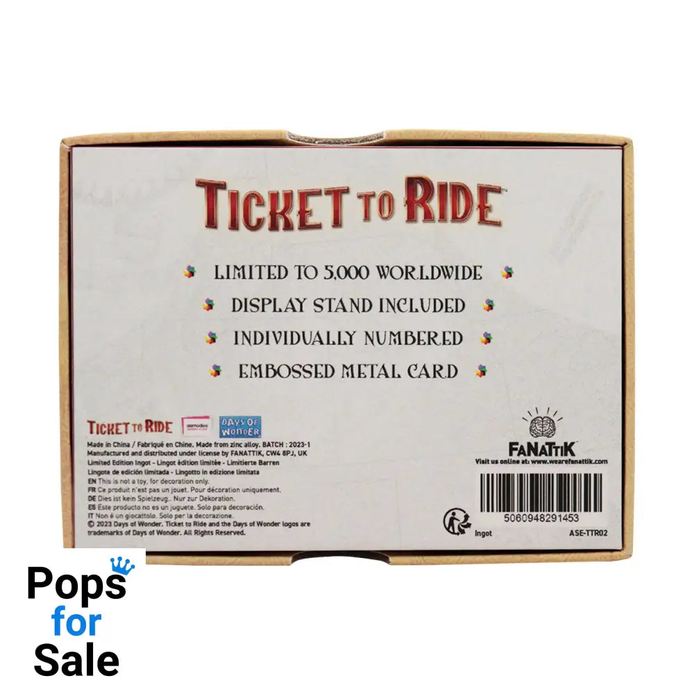 Ticket to Ride Trans America Express Ingot Ingot