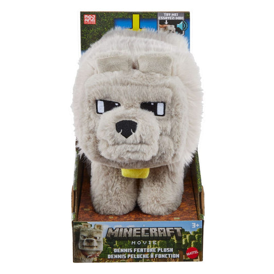 A Minecraft Movie Plush Figure Dennis the Wolf with Sound 20 cm New
