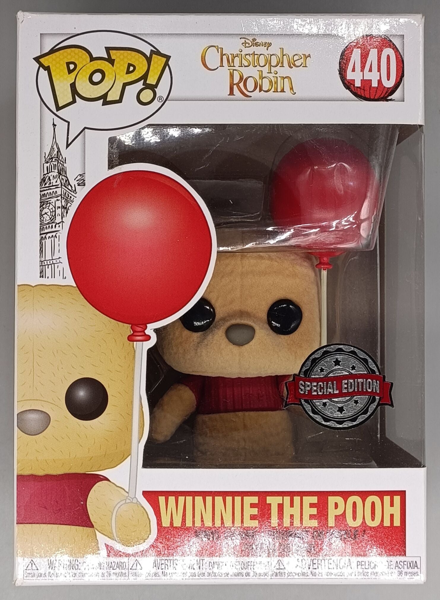 440 Winnie the Pooh (w/ Balloon) - Flocked - Disney - Funko POP - Box Damaged