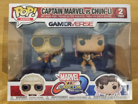 [2 Pack] Captain Marvel vs Chun-Li - Capcom (Blue Pants) Funko POP