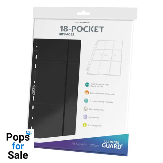 Ultimate Guard 18-Pocket Pages Side-Loading (10) - Black Card Binders & Sheets