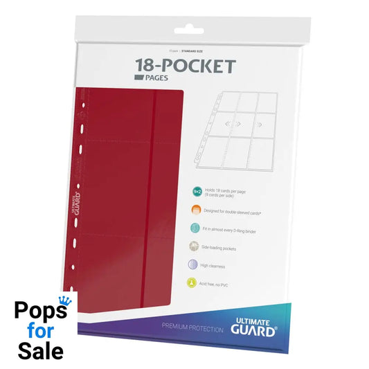 Ultimate Guard 18-Pocket Pages Side-Loading (10) - Red Card Binders & Sheets