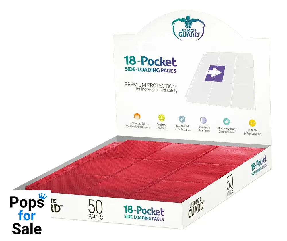 Ultimate Guard 18-Pocket Pages Side-Loading (50) - Red Card Binders & Sheets
