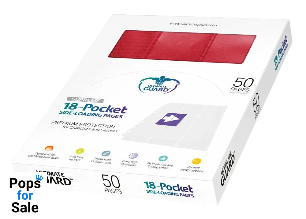 Ultimate Guard 18-Pocket Pages Side-Loading (50) - Red