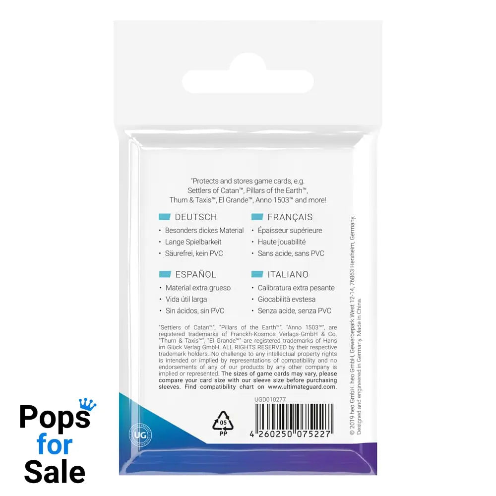 Ultimate Guard Board Game Sleeves (50) - Mini European Card Sleeves for Board Game Cards