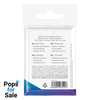 Ultimate Guard Board Game Sleeves (50) - Mini European Card Sleeves for Board Game Cards