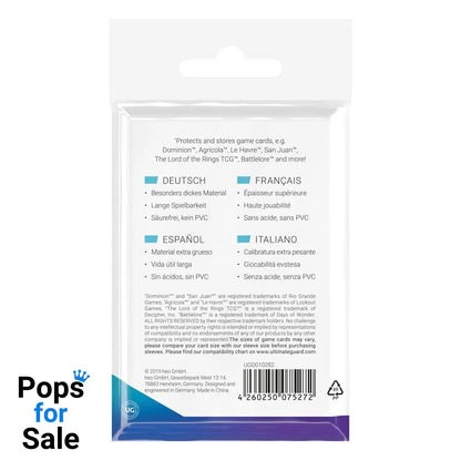 Ultimate Guard Board Game Sleeves (50) - Standard European Card Sleeves for Board Game Cards