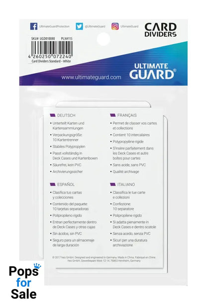 Ultimate Guard Card Dividers Standard Size (10) - White