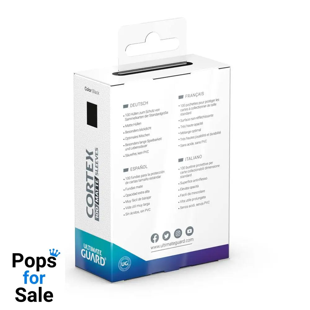 Ultimate Guard Cortex Sleeves Matte Standard Size (100) - Black Card Sleeves (Standard Size)