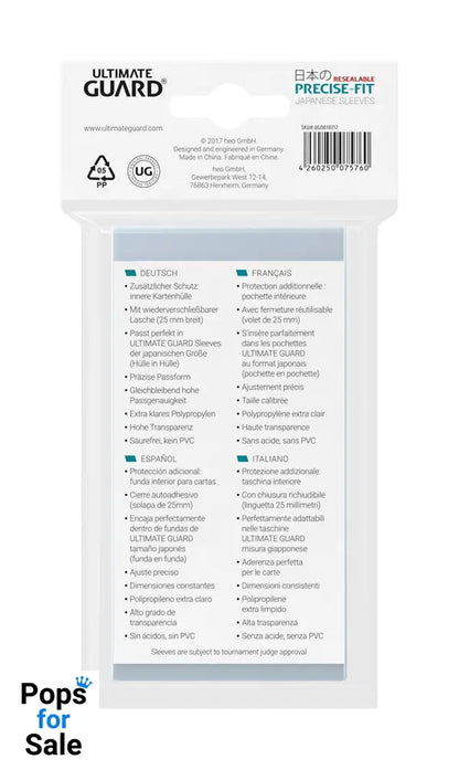 Ultimate Guard Precise-Fit Sleeves Japanese Size (100) - Resealable