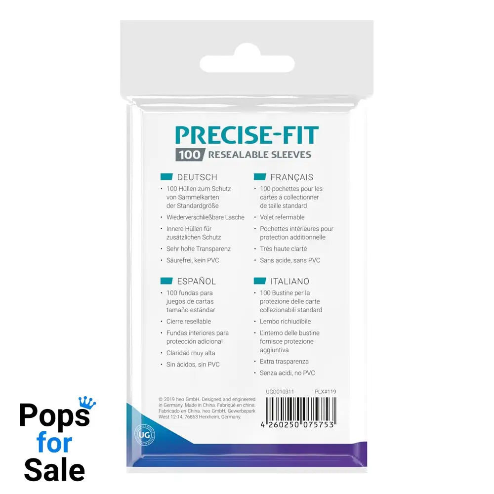 Ultimate Guard Precise-Fit Sleeves Standard Size (100) - Resealable