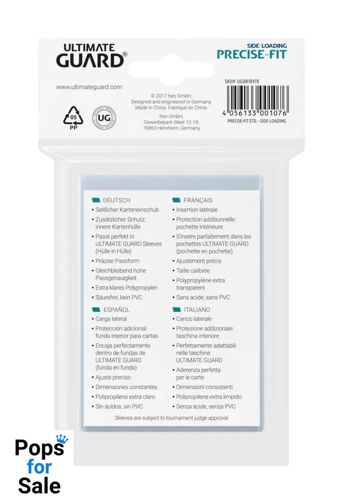 Ultimate Guard Precise-Fit Sleeves Standard Size (100) - Side-Loading