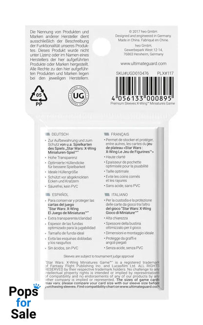 Ultimate Guard Premium Soft Sleeves for Board Game Cards Star Wars™ X-Wing™ Miniatures Game (50)