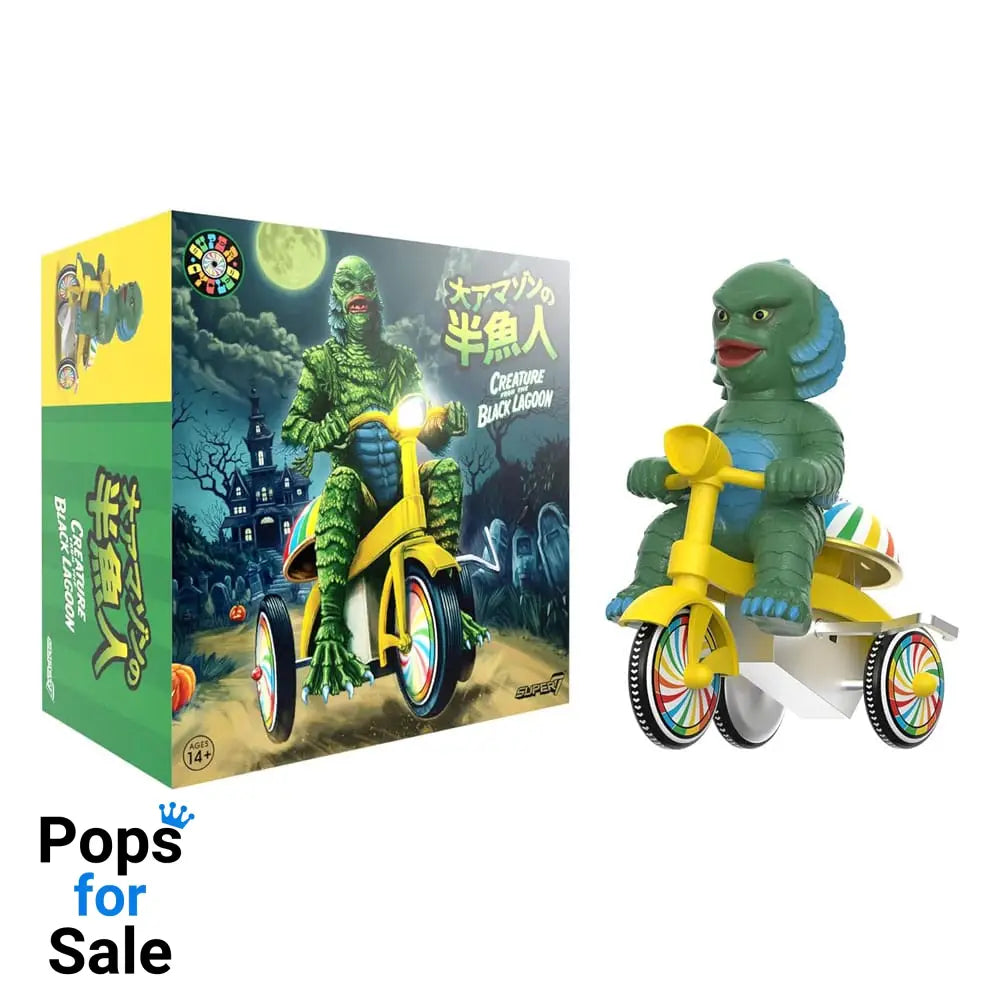 Universal Monsters Super Cycles Action Figure Creature from the Black Lagoon (Dark Green with Yellow Trike) 13 cm