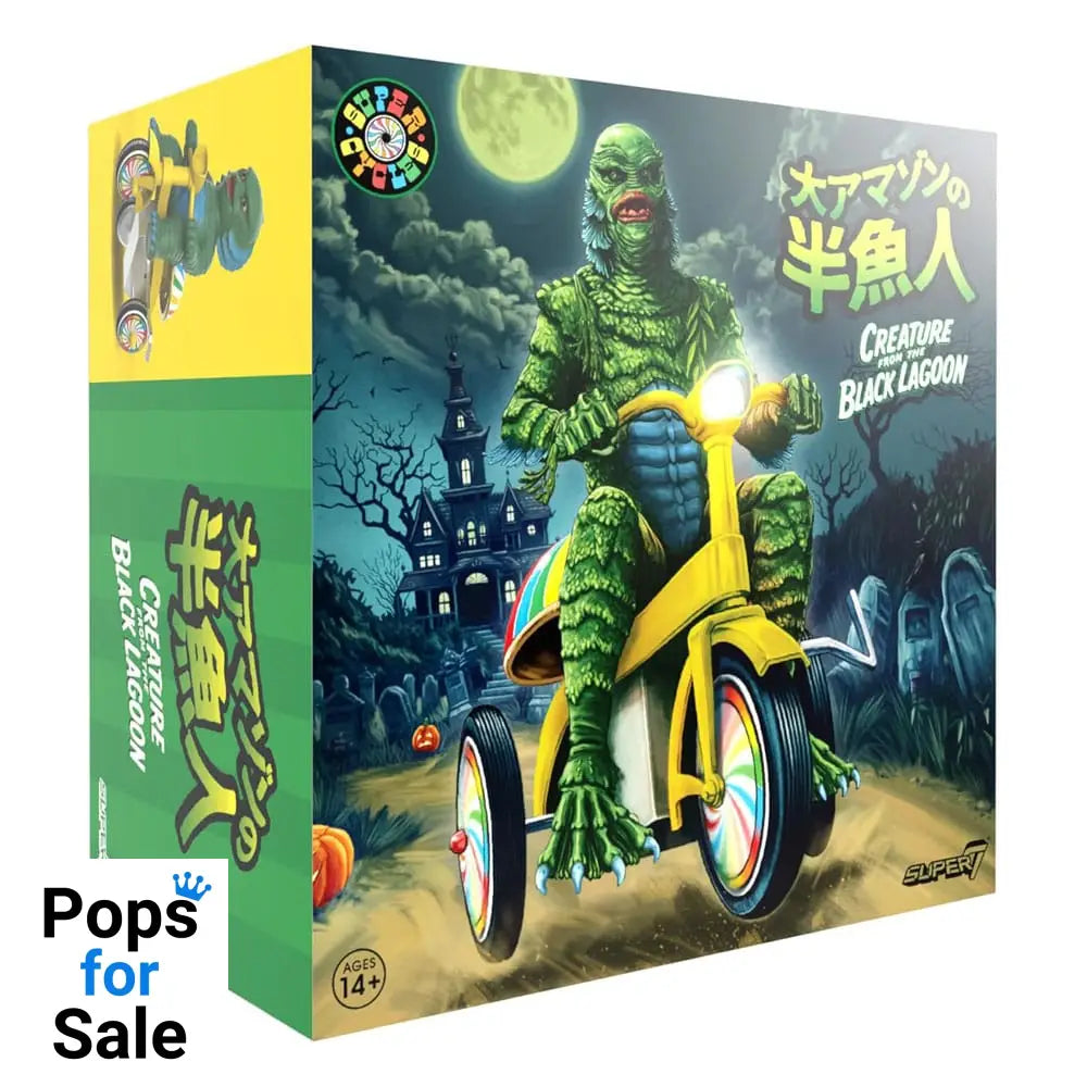 Universal Monsters Super Cycles Action Figure Creature from the Black Lagoon (Dark Green with Yellow Trike) 13 cm