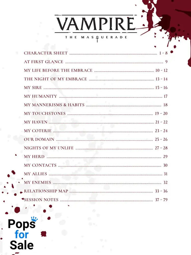 Vampire: The Masquerade 5th Edition RPG Journal Expanded Character Sheet Journal *Englische Version*