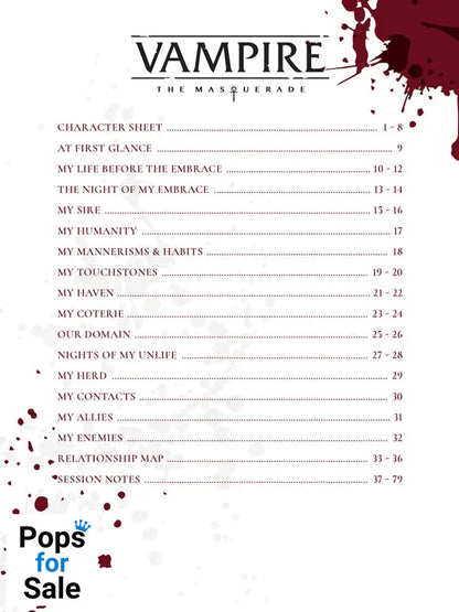 Vampire: The Masquerade 5th Edition RPG Journal Expanded Character Sheet Journal *Englische Version*