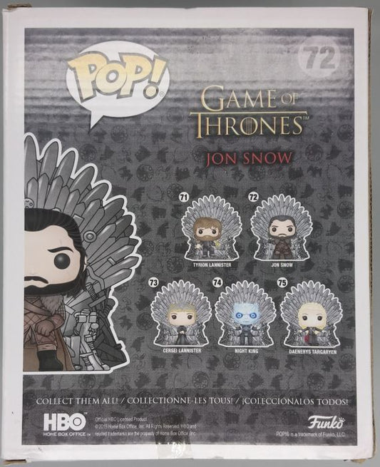72 Jon Snow (on Iron Throne) Deluxe Game of Thrones Funko POP - Damaged Box