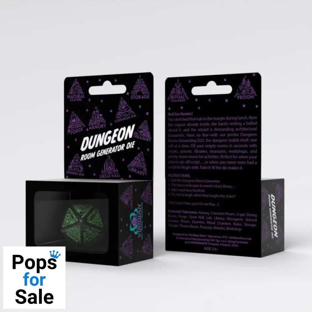Viridian Jumbo Dice Dungeon Room Generator D20 Black