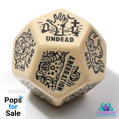 Viridian Jumbo Dice Monster Generator Die D12 Beige